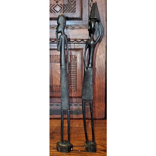 Wood Vintage Luba Figures - a Pair For Sale - Image 7 of 9