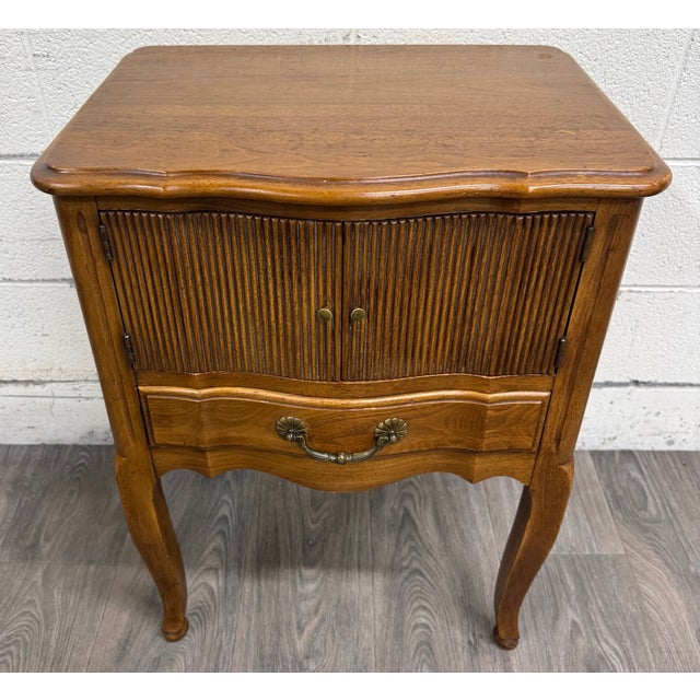 Wood Vintage Davis Cabinet Company French Country Oak Nightstand Side Table For Sale - Image 7 of 11