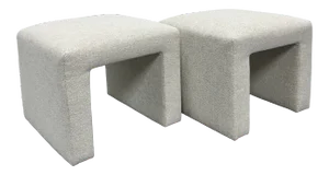 Mid-Century Modern Upholstered Waterfall Stools or Benches, 1970s - a Pair