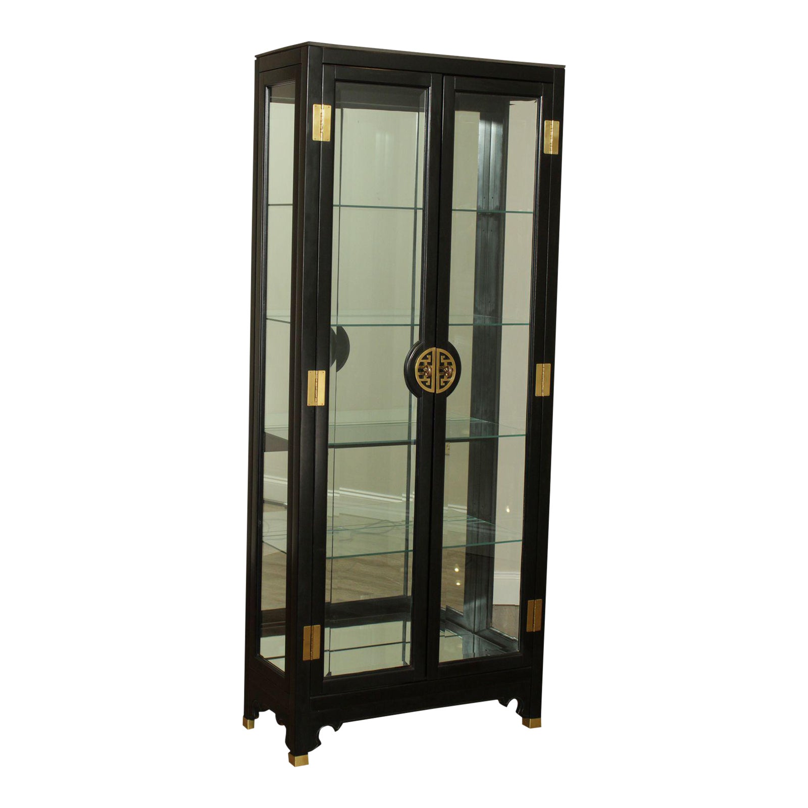 American Of Martinsville Black Lacquer Asian Style Curio Display Chairish