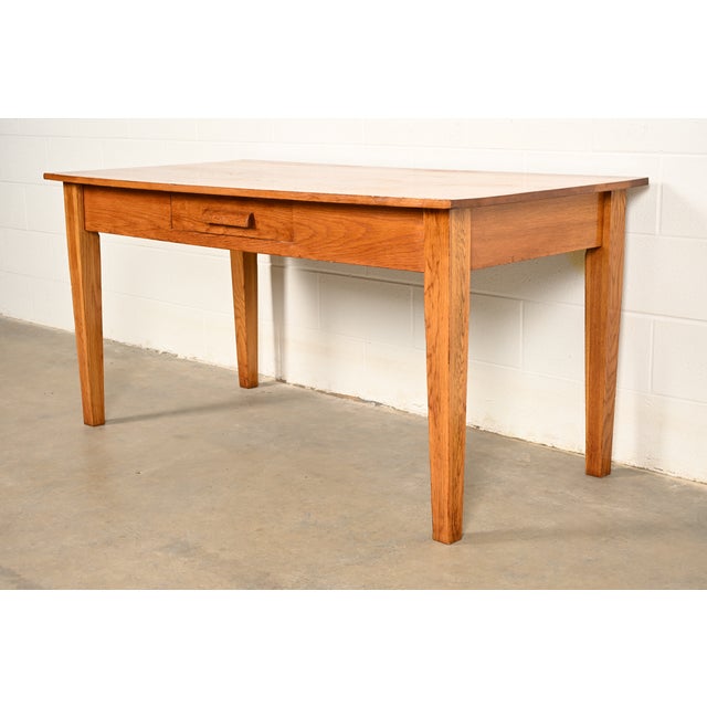 Antique Mission Oak Arts & Crafts Writing Desk or Library Table by A. J. Johnson & Sons, Circa 1900 For Sale - Image 13 of 13