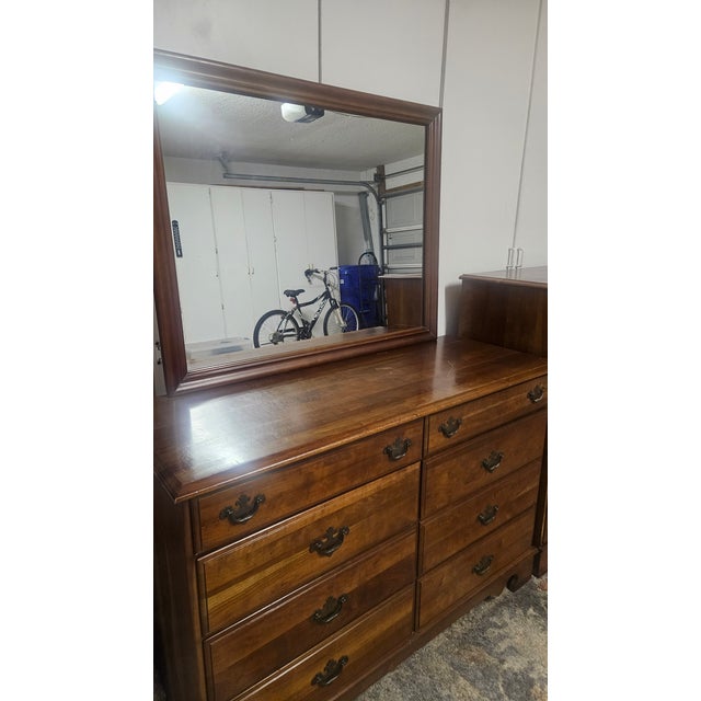American Vintage Dresser/Mirror & Chest (Kincaid) Solid Wood Bedroom Furniture (1962) For Sale - Image 3 of 5