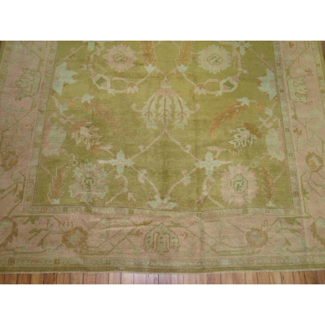 Asian Antique 19th Century Light Green Antique Oushak Rug - 6'3" x 9' For Sale - Image 3 of 9