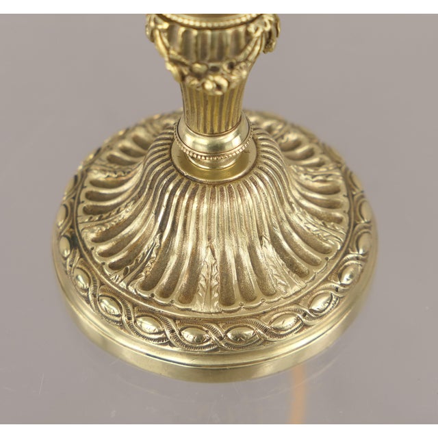 Art Nouveau French Brass Ladies Table Lamp with Etched Glass Shade, 1910s For Sale - Image 4 of 10