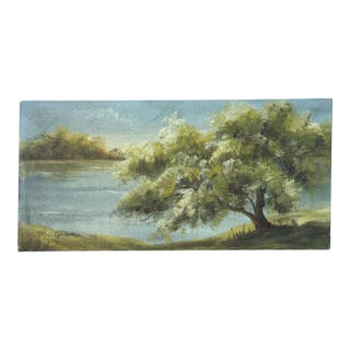 Small Vintage Original Landscape Oil Painting on Canvas Board, Signed Price For Sale