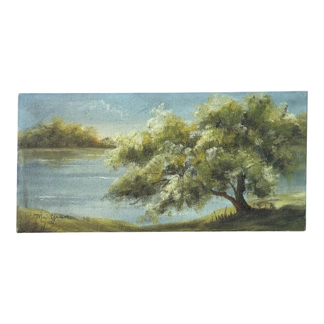 Small Vintage Original Landscape Oil Painting on Canvas Board, Signed Price For Sale