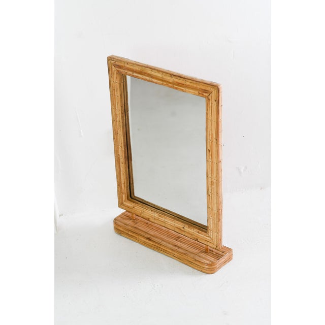 Wood Cane Vanity Mirror Mid Century Modern For Sale - Image 7 of 8
