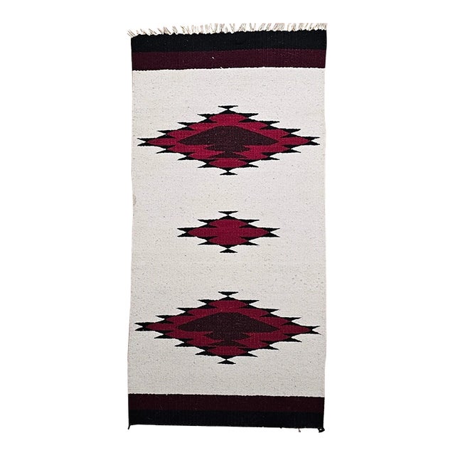Vintage Native American Navajo Rug, Handwoven Wool, Medallion Pattern, 2x3 For Sale