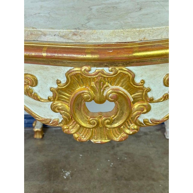 Italian Rococo Console Table, Giltwood & Marble Top, Mid-20th Century For Sale - Image 14 of 16
