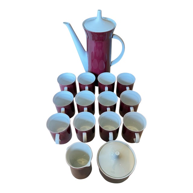 Mid 20th Century Rosenthal Porcelain Secunda Purple Coffee or Espresso Set Designed by Theo Baumann For Sale