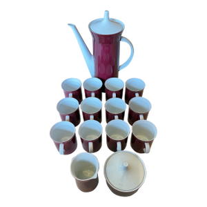 Mid 20th Century Rosenthal Porcelain Secunda Purple Coffee or Espresso Set Designed by Theo Baumann