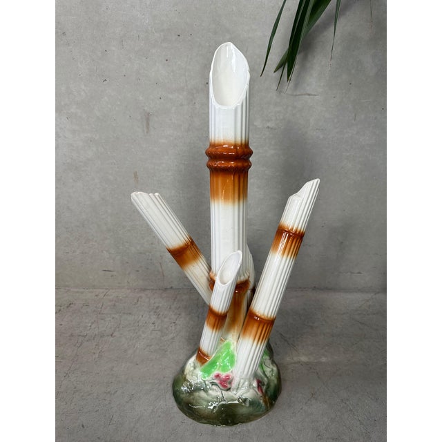 Vintage Faux Bamboo Vase from Manufacture Imperiale et Royale de Nimy, 1950s For Sale - Image 11 of 11
