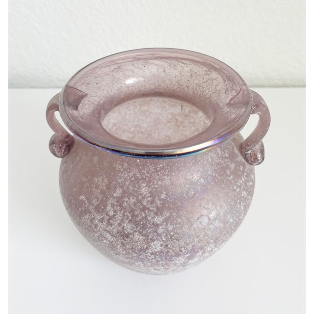 Rustic European Scavo Glass Vase, Italian Seguso Murano Style For Sale - Image 3 of 11