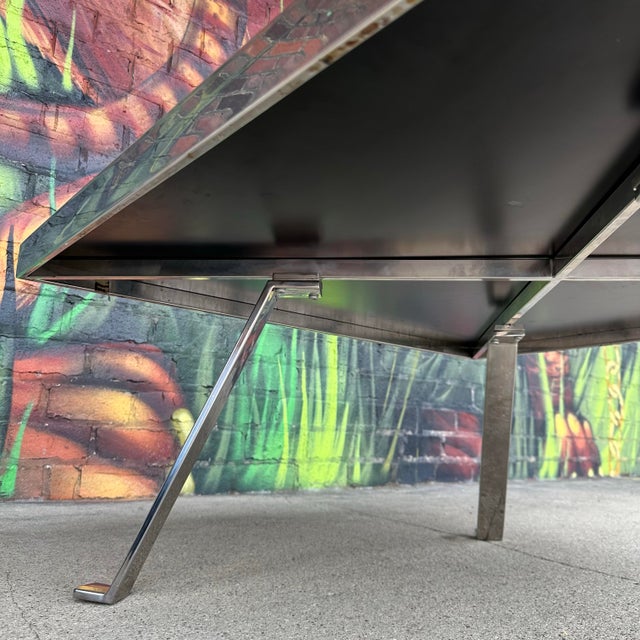 Italian Modernist Aluminum and Black Glass Coffee Table For Sale - Image 12 of 12