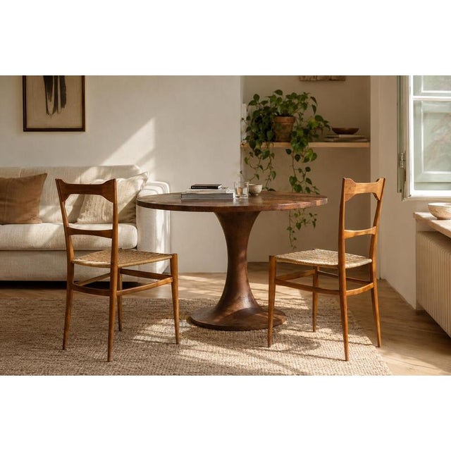 Mid-Century Modern Woven-Seat Dining Chairs by G.B. Marangoni, Italy, 1950s, Set of 2 For Sale - Image 4 of 12