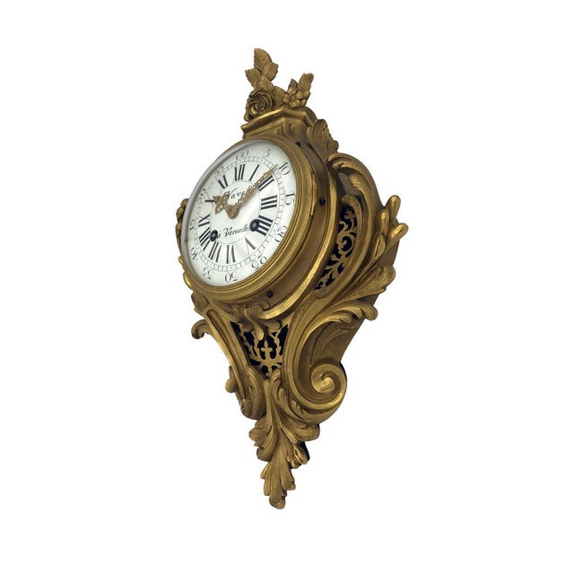 French Gilt Bronze Cartel Clock from Navet À Versailles, Mid-19th Century For Sale - Image 4 of 7