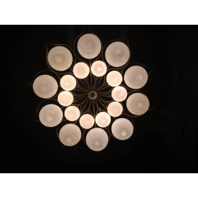 1980s Brass & Glass Chandelier in the Style of Gio Ponti For Sale - Image 9 of 11
