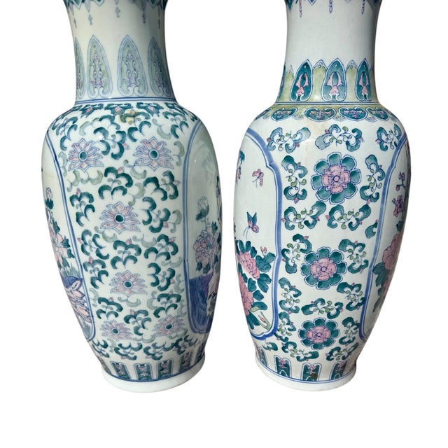 Vintage, Chinoiserie, 25” Tall Floor Vases For Sale - Image 12 of 12