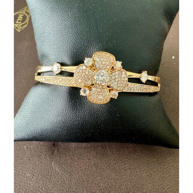 Transparent 3.8 Carat Diamond 14 Karat Gold Cocktail Bangle Bracelet /cuff Estate 13.8 Gm For Sale - Image 8 of 18