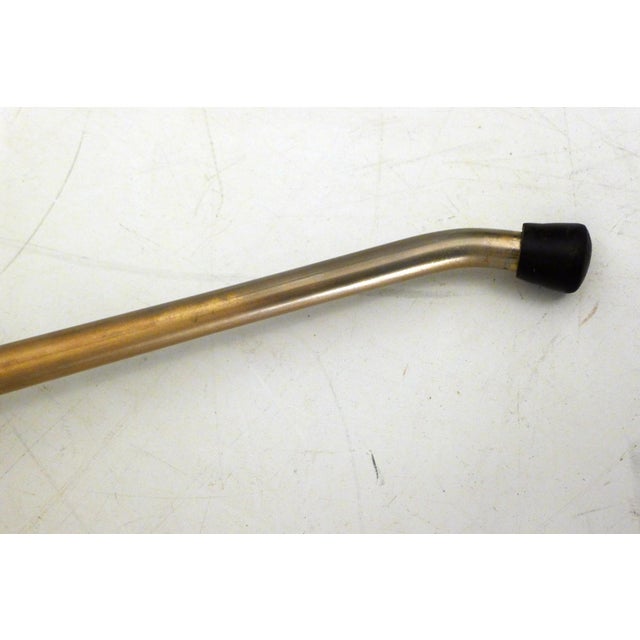 Vintage Ottoman with Tapered Gold Legs and Black Faux Leather Seat, 1960s For Sale - Image 11 of 13