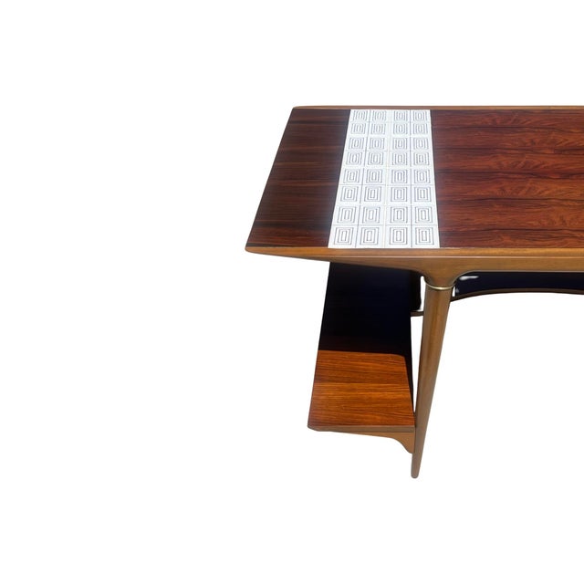 Rare Vintage Mid Century Modern Cosmopolitan Lane Rosewood Desk Restored Brass Tile 1960s For Sale - Image 12 of 12