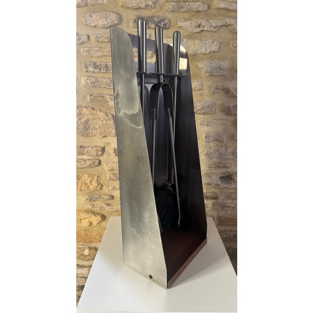 Silver Vintage Fireplace Tool Set in Metal, 1970, Set of 3 For Sale - Image 8 of 12