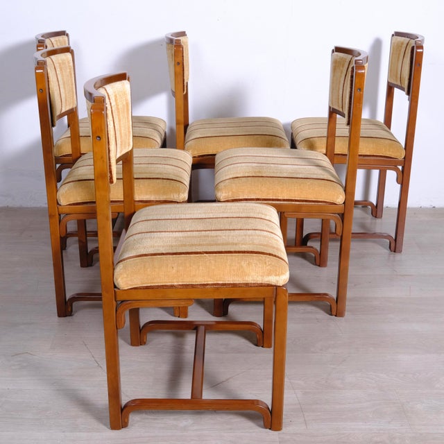 Beige Vintage Italian Chairs in Solid Wood, 1980s, Set of 6 For Sale - Image 8 of 18