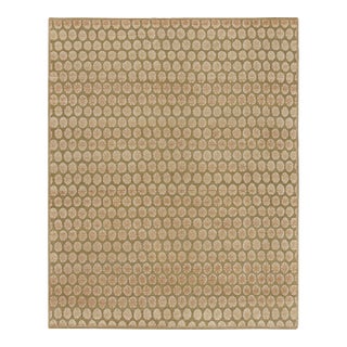 Rug & Kilim’s Block Print Rug, Gold With Cream and Peach Floral Patterns For Sale