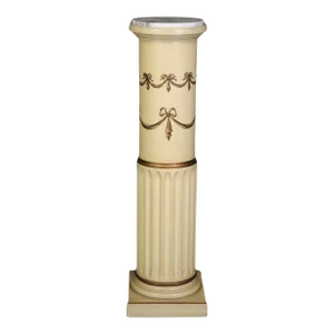 Italian Paint Decorated Stop-Fluted Pedestal with Marble Top