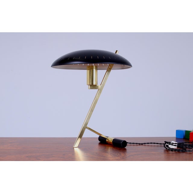 Brass and Black Decora Z Table Lamp by Louis Kalff for Philips, 1950s For Sale - Image 11 of 17