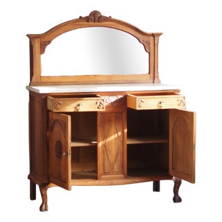 Historicist Buffet with Mirrored Top and Marble Slab, 1920 For Sale