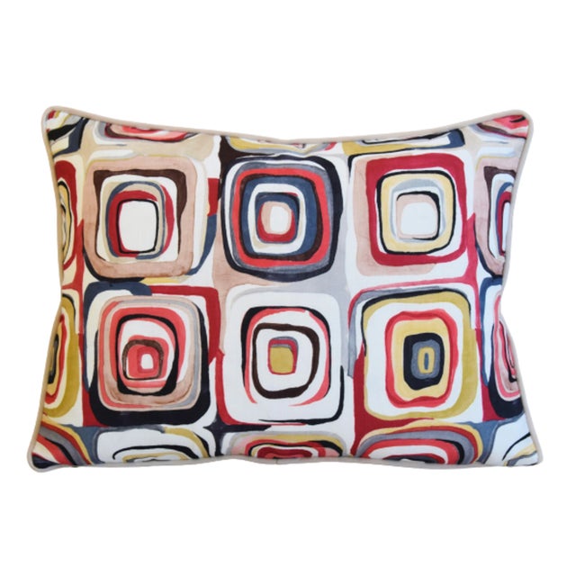 Custom-tailored pillow in designer contemporary geometric modern printed cotton and Polyester fabric depicting a beautiful...