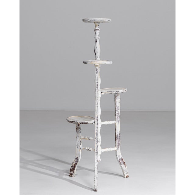 French Provincial 1950s French White Patinated Plant Stand For Sale - Image 3 of 18