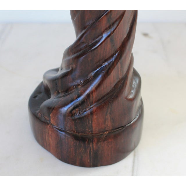 Vintage Hand Carved Female Asian Wood Sculpture For Sale - Image 9 of 10