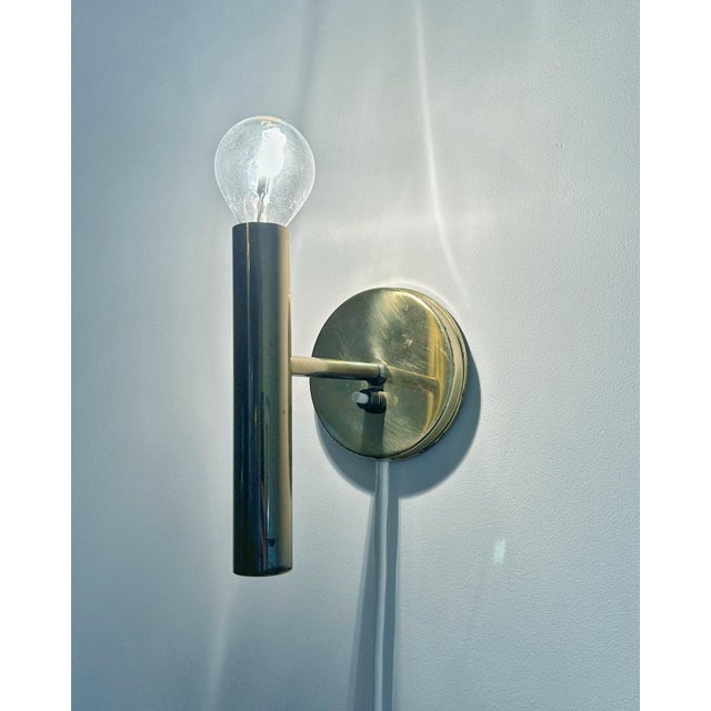 Mid-Century Modern Danish Brass Wall Lamps by Mejlstrøm for MS Belysning, 1960s, Set of 2 For Sale - Image 6 of 7