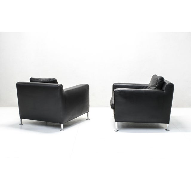Antonio Citterio Harry Chairs in Black Leather by Antonio Citterio for B&B Italia, 1990s, Set of 2 For Sale - Image 4 of 14