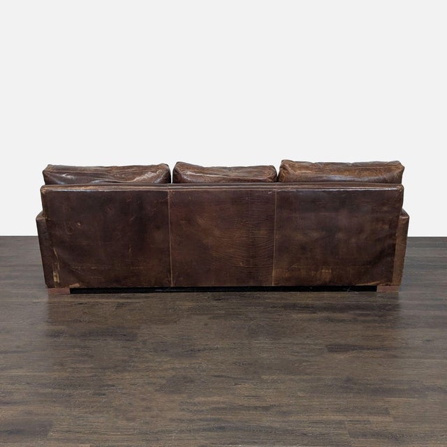 2010s Restoration Hardware Maxwell 3-Seat Brown Leather Sofa For Sale - Image 5 of 9