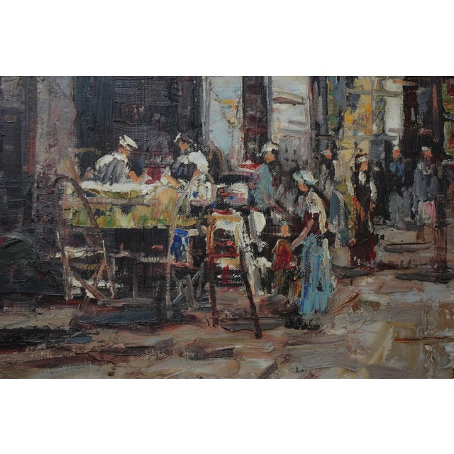 European Street Artist Signed Oil Painting on Canvas For Sale - Image 9 of 12