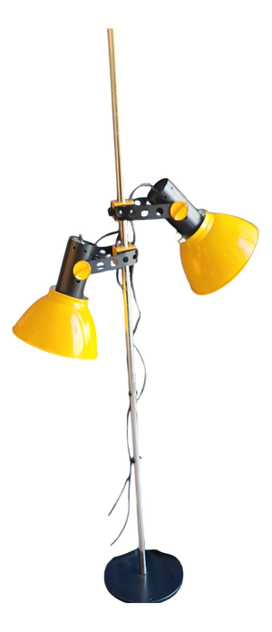 Vintage Floor Lamp with Yellow Clamp Shades on a Chrome-Plated Metal Frame from Temde-Leuchten, 1970s