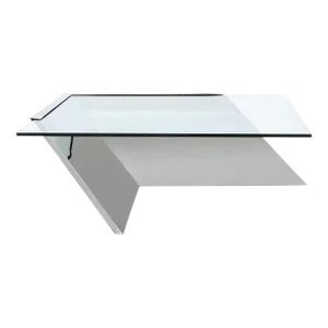 Mid-Century Cantilevered Chrome & Glass Coffee Table by J. Wade Beam for Brueton
