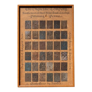 19th Century Embossed Sheet Metal Sample Advertising Display by Duquesne For Sale