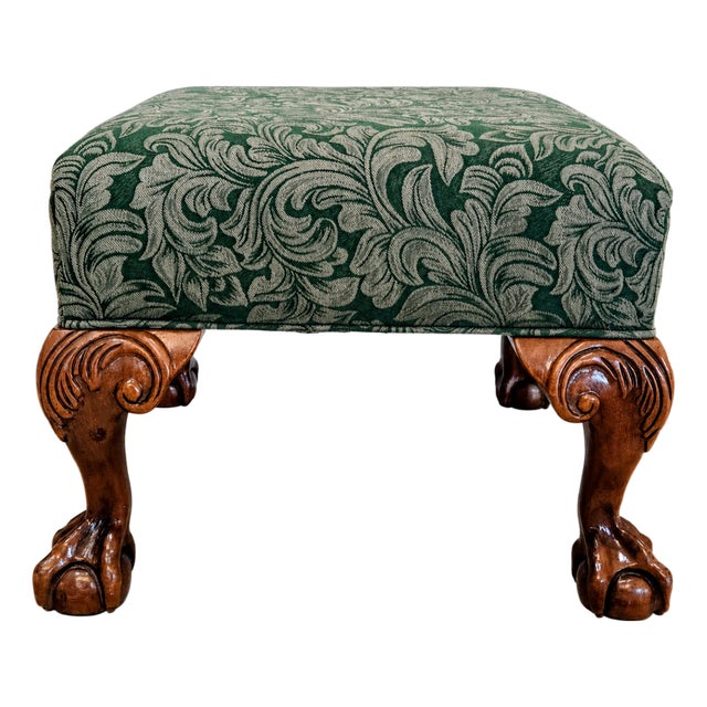 Vintage Hickory Chair Chippendale Ball & Claw Mahogany Footstool - Marshall Field & Co. For Sale