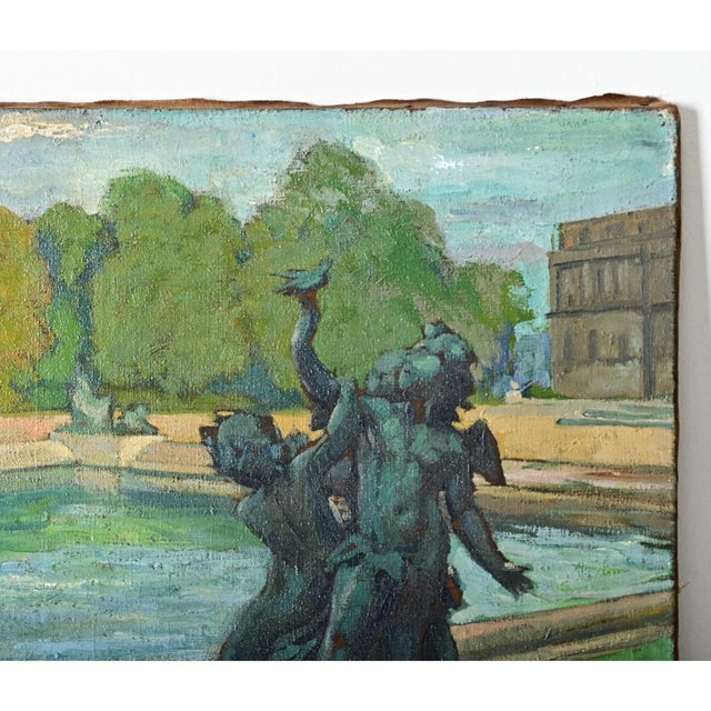 French Vintage Robert Mahias Painting, Versailles Fountain For Sale - Image 4 of 10