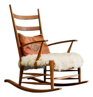 Rocking Chair in Oak and Sheepskin, 1940s