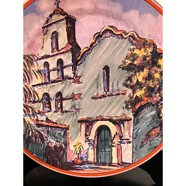 1930s Catalina Island Pottery San Diego De Alcala Mission Charger 13" Fm Graham For Sale - Image 6 of 6
