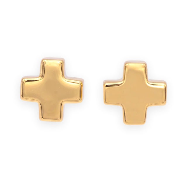 These stunning vintage Tiffany & Co. Swiss Cross stud earrings are crafted from solid 18K yellow gold, and are in very...