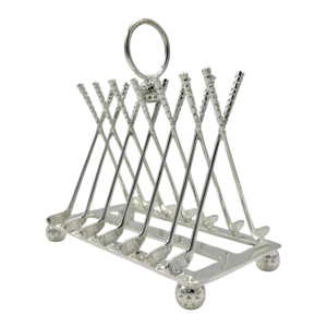 Antique Novelty Golf Clubs Toast Rack Silverplate
