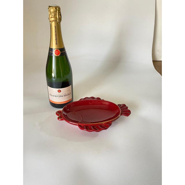 Red Art Deco Ceramic Dish, 1940s For Sale - Image 8 of 9