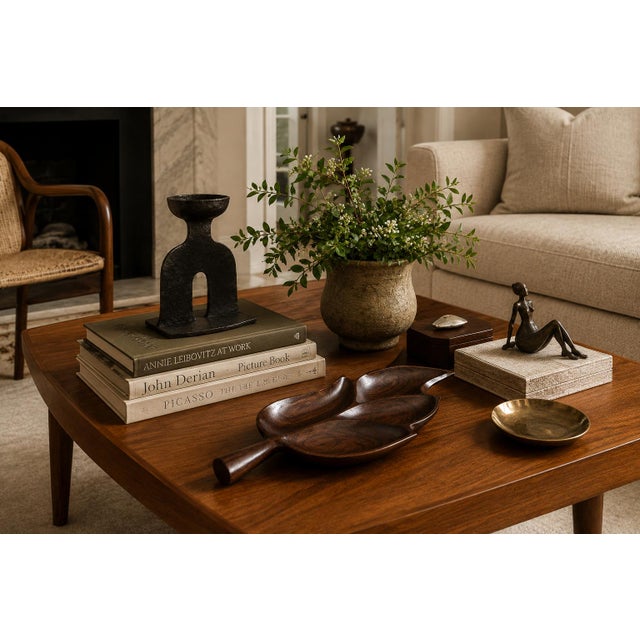 Mid-Century Modern 1960s Brazilian Rosewood Leaf-Form Serving Tray / Sculptural Organic Modern Hand-Carved Tray / Mid-Century Decorative Serving Piece For Sale - Image 3 of 12