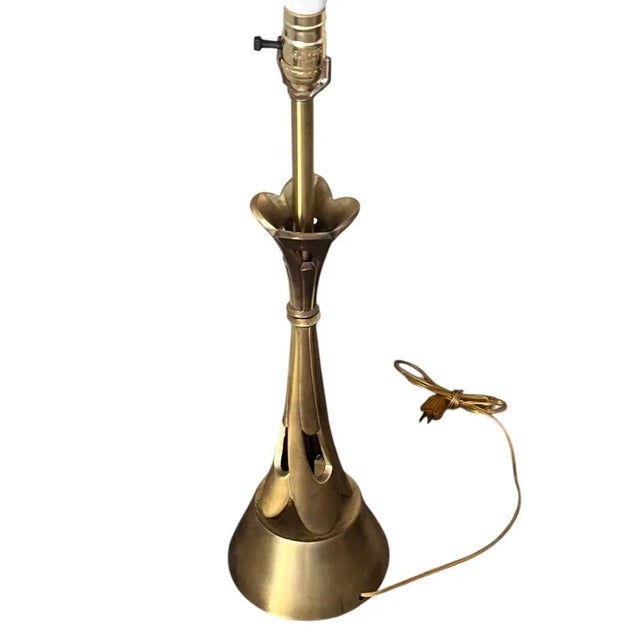 Mid-Century Modern Rare Vintage Mid Century Modern Atomic Brass Lamp Hollywood Regency Gold Brutalist For Sale - Image 3 of 12